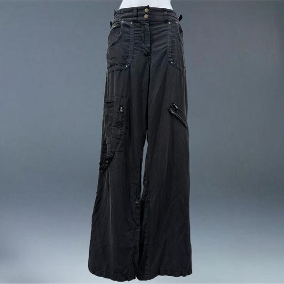 Saks Fifth Avenue Pants - Saks Fifth Avenue Black Silk Cotton Blend Cargo Pants Utility Size 8 Womens Y2K